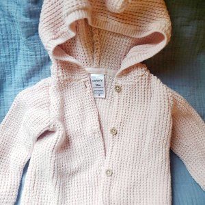 Carters girl sweater bear ears 12 month, pink